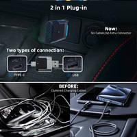 Adaptateur sans fil 2-en-1 CarPlay et Android Auto pour convertir le CarPlay filaire intégré en sans fil, Plug and Play