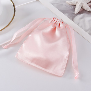 Sac de rangement pour perruques en satin OEM d'usine, petite pochette de luxe en satin de soie, pochette à cordon en satin pour cheveux - Product Image 3