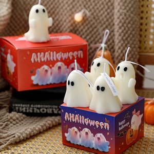 Bougie personnalisée en forme de citrouille et de fantôme blanche, personnalisée pour la décoration d'Halloween 2025 - Product Image 2