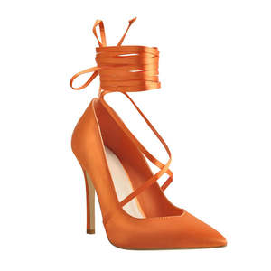 2025 scarpe <span class=keywords><strong>con</strong></span> tacco a spillo personalizzate da donna <span class=keywords><strong>con</strong></span> cinturino in raso arancione a punta <span class=keywords><strong>con</strong></span> <span class=keywords><strong>lacci</strong></span> per la stagione estiva - Product Image 5