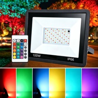 Projecteur LED RGBW AC85-265V 100W à changement de couleur, étanche IP66, avec télécommande pour jardin, villa, Noël