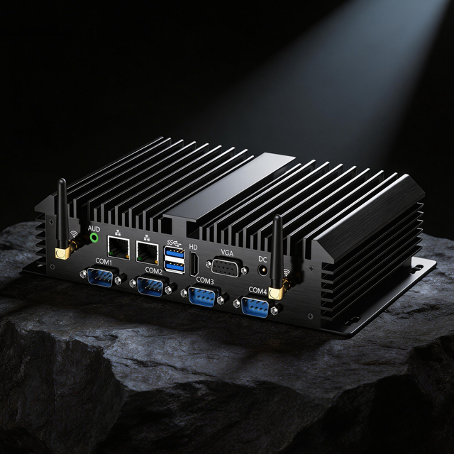 Industrial Mini PC Fanless Intel Core I3-5005U 6 RS232 COM Dual GbE 512GB SSD Storage Robust Desktop Computer for Kiosk Gateway
