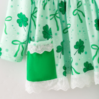 En stock – Ensemble décontracté doux pour bébés filles, motif trèfle de la Saint-Patrick, peplum vert uni, pantalon en polyester et élasthanne pour l'hiver