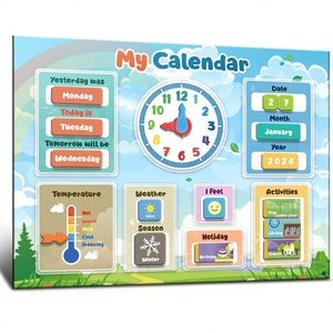 Calendrier magnétique pour enfants, maternelle, tout-petits, apprentissage des jours, de la <span class=keywords><strong>semaine</strong></span>, du mois, de la météo - Product Image 1