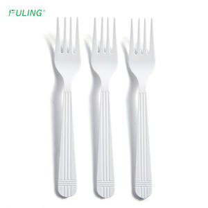 Tenedor Desechable de Plástico Blanco y Negro Envuelto Individualmente de PP/PS de FULING Manufacturer - Product Image 4