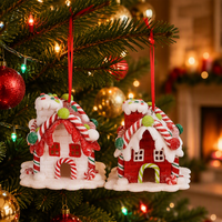 Breloques suspendues, ornement d'arbre de noël, maison en résine, pain porte-bonheur