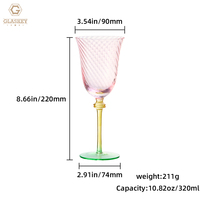 Flûtes à champagne élégantes rose et vert bicolores, verres à vin sur pied de luxe, cadeau pour la mariée, les demoiselles d'honneur, les mariages, les anniversaires