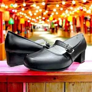 Scarpe Basse da Donna con Tacco Quadrato in Vera Pelle con Chiusura a Fibbia per Tutte le Stagioni - Product Image 3