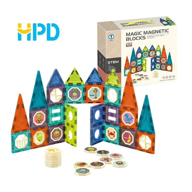52 pezzi colorati 3D divertenti bambini giocattolo educativo blocchi magnetici piastrelle magnetiche per bambini