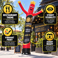 Mannequin gonflable géant à bras ondulants pour restaurants, cafés et terrasses, avec souffleur d'air électrique