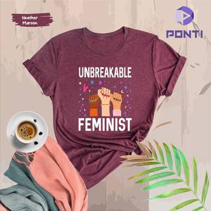 T-shirt femminista indistruttibile da donna, vestibilità regolare, in cotone, casual, girocollo, manica corta, per tutte le stagioni, in jersey stampato - Product Image 3