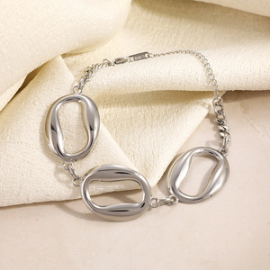 Cross Border Stainless Steel <b>Bracelet</b> Ocean Theme Large Seashell Geometric Oval 18k Gold Plated Waterproof Jewelry - Product Image 4