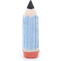 Poupée en peluche crayon en velours côtelé bleu personnalisée OEM, jouet en peluche de dessin animé avec visage souriant et petits pieds, idéal pour les cadeaux d'étudiants