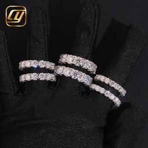 Wholesale Couple Stackable <b>Ring</b> S925 <b>Silver</b> Full <b>Eternity</b> Band Round Moissanite Diamond Fully Iced Wedding Band Hip Hop - Product Image 5