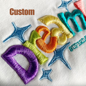 เสื้อยืดผู้ชายผ้าฝ้าย 100% 200gsm สไตล์ลำลองสตรีทแวร์ ทรงหลวม ปักลายดอกไม้ ระบายอากาศดี ทรงแบ็กกี้  รับปักลายตามสั่ง - Product Image 1