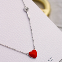 Collier en argent 925 avec zircone cubique pour femme, plaqué rhodium, pendentif cœur en zircone, fournisseur en gros
