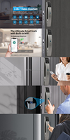 Interphone vidéo Tuya App, serrure de porte intelligente biométrique automatique avec empreinte digitale, WiFi, caméra, alliage de zinc, porte en bois