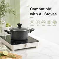 Juego de Ollas y Sartenes de Cocina de 12 Piezas de Granito Antiadherente con Tapas de Vidrio, Compatible con Inducción