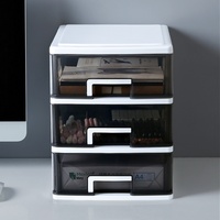 Organisateur de bureau transparent, moyen/grand, à 3 niveaux, type tiroir, en plastique PP, meuble de rangement autoportant pour étudiants et usage domestique