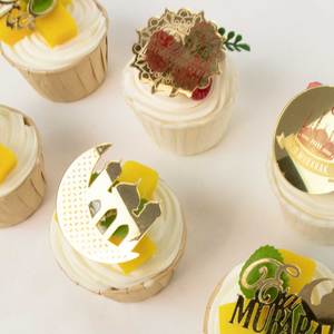 6PCS hỗn hợp thiết kế khác nhau islamic bánh Picks Acrylic Vàng EID mubarak cupcake Topper - Product Image 4
