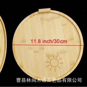 Round Wooden <b>Tray</b> For Fruit And Snacks With Sun Pattern For Hotel And Home Use - Product Image 5