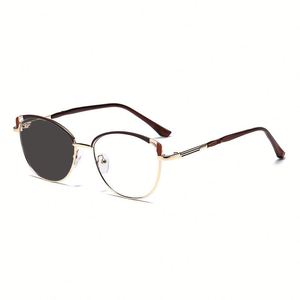 Gafas de Sol de Ojo de Gato Huecas de Aleación Vintage 2025, Gafas Fotocromáticas Anti Luz Azul para Mujer - Product Image 2