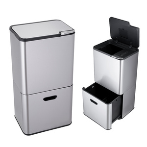 60L 3 ngăn tái chế bin với mềm chức năng đóng cửa nhà bếp thép không gỉ lớn tái chế chất thải Thùng rác có thể wbs119 - Product Image 2
