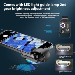 Lentille macro de téléphone portable de microscope numérique de lumière LED HD 200 fois avec la lentille optique externe CPL - Product Image 2