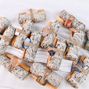 Kit d'aromathérapie en <span class=keywords><strong>pierre</strong></span> naturelle originale de sauge du Pérou et de bois sacré, à suspendre, pour purification intérieure, pour la spiritualité et le bouddhisme - Product Image 3