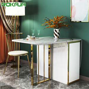 Wholesale Nordic Folding Dining <strong>Table</strong> Sets Modern Extendable Stone Slab Top <strong>Dinning</strong> <strong>Table</strong> Set With <strong>Storage</strong> - Product Image 1
