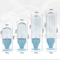Flacon pulvérisateur rond bleu en PETG pour shampoing, soins capillaires et corporels, sérum et lotion, logo personnalisé, tailles 30-100 ml