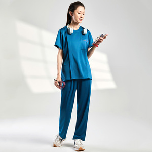 Bestin mượt dài tay áo phẫu thuật bộ đồng phục unisex hiệu suất tẩy tế bào chết đồng phục bộ Polyester Crew-neck quần áo Điều Dưỡng - Product Image 4