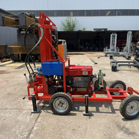 Petite foreuse hydraulique pneumatique sur remorque pour puits d'eau, machine de forage de puits profonds de 100-200 m
