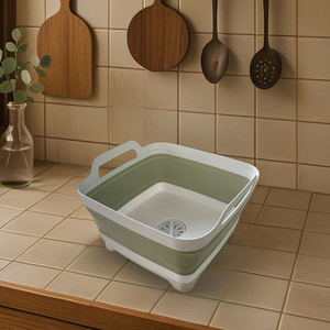 Seau à eau pliable en <span class=keywords><strong>silicone</strong></span> et plastique portable, panier de rangement, bac à légumes et fruits, évier pliable pour la cuisine - Product Image 1