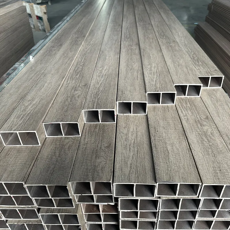 Wood grain Wall Partition Wpc Timber Tube Interior decor Hollow Square Slat board PVC WPC Wall Panel