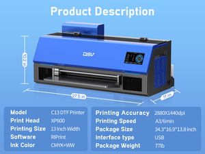 2026 13Inch Xp600 Dtf Printer 33CM Dtf Printer Printing Machine Roll Dtf Printer With Oven Drying for Any Textile T-Shirt - Product Image 2