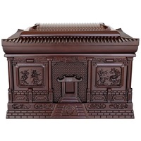 Ataúd Funerario de Madera Maciza con Diseño de Ancestros Gloriosos, Tallado Fino, Ensamblaje Mortise y Tenon, Suministros Funerarios Directo de Fábrica