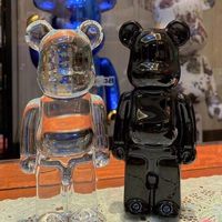 Sculpture d'ours en cristal noir transparent, objet de collection, décoration de mariage et de maison, style Art déco de luxe