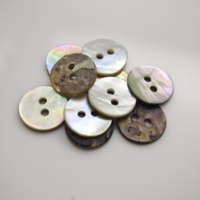 Boutons en nacre naturelle irisée, 2 trous, ronds, noirs, pour vêtements de luxe