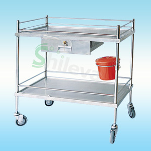 Little Babi Stainless Steel Medical <b>Cart</b> SLV-C4006 With Drawer And Bucket <b>For</b> Hospital Use - Product Image 1