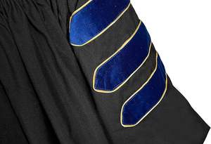 Robe universitaire de haute qualité Phd <span class=keywords><strong>Blue</strong></span> Velvet US Deluxe Doctoral Graduation <span class=keywords><strong>Gown</strong></span> Tam and Hood - Product Image 4