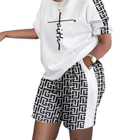 Nouvel Arrivage 2026 – Ensemble Décontracté Deux Pièces pour Femme, Tenue d'Été Respirante avec Logo Imprimé Numérique, Short de Sport en Spandex/Polyester