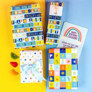 Custom Eco-Friendly Birthday-Themed <b>Wrapping</b> <b>Paper</b> Roll Stars Zigzags Letters Art Digital Printing Compatible Double-Sided - Product Image 2