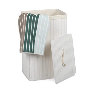 Panier à linge pliable en bambou, amovible et lavable en machine, avec couvercle, pour buanderie et chambre à coucher - Product Image 2