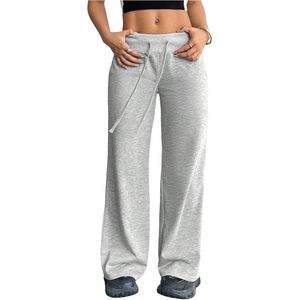 FOXA Pantalon de survêtement à jambes larges pour femme, avec cordon de serrage, élastique, longueur intégrale, couleur unie, pour entraînement sportif - Product Image 1