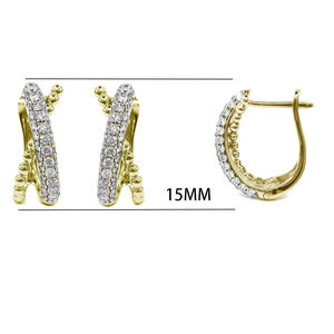 Fábrica de China, buena calidad, diseño de giro Simple a la moda, ajuste de garra, oro amarillo de 18K, pendientes de aro de diamantes reales para fiesta de boda - Product Image 2