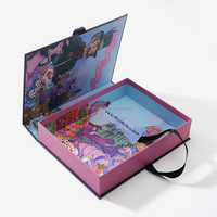 Boîte d'emballage rigide en forme de livre pour extensions de cheveux en papier artistique, personnalisée avec ruban et gaufrage, pour chapeaux et vêtements de marque de mode