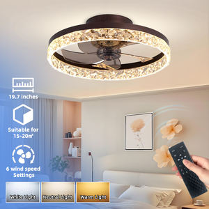 Luxe Moderne 5 Blades Led Plafondventilatoren Dc Motor Beste Thuis Afstandsbediening Metaal & Acryl Licht Metaal & Acryl Lichaam - Product Image 1