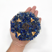 Sous-verre en Orgone de Lapis Lazuli Bleu, Plaque en Cristal de Pierre Précieuse Faite à la Main pour la Méditation Reiki, Décoration d'Intérieur, Cadeau