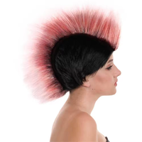 Perruque Mohawk rose intégrale HLC ODM Troll Rock Star, perruques de fête d'Halloween, accessoires de costume, mode unisexe, perruques de performance